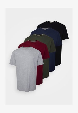 MULTI TEE PLUS 5 PACK - Basic T-shirt - black/burg/grey marl/khaki/navy