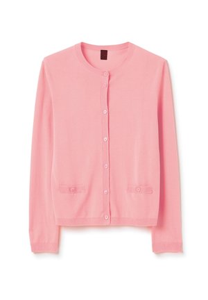 Stefanel SOLID WITH POCKETS - Strickjacke - coral pink
