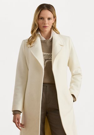 BELTED WOOL-BLEND WRAP COAT - Klassisk frakke - moda cream
