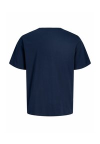 Navy blue short-sleeve T-shirt with a crew neckline, shown from the back on a plain white background.