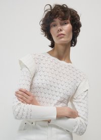 Calliope TRAFORATA CON VOLANTS - Strickpullover - bianco lana