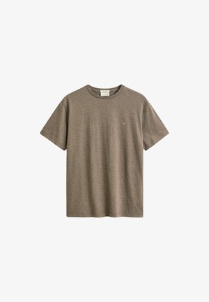 GANT, REG SHIELD SS T-SHIRT - T-shirt basic - dk hazelnut melange