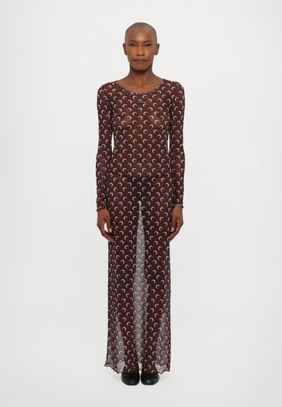 MARINE SERRE MOON PRINTED PANELLED DRESS - Μάξι φόρεμα - brown