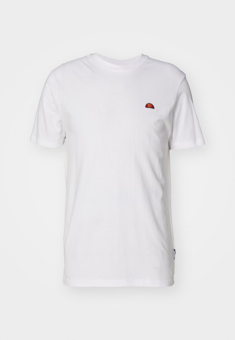 Biała bawełniana koszulka z krótkimi rękawami i okrągłym dekoltem. Posiada małe, kolorowe logo na lewej piersi. Miękka w dotyku.