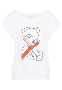 Cream T-shirt med print - white