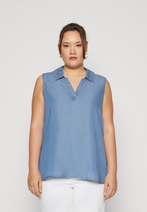 Vero Moda Curve VMCHARPER COLLAR  - Blusa - medium blue denim