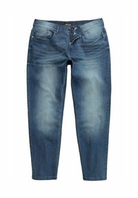 Jeans i denim i en medelblå tvätt, med en klassisk fem-fickorsdesign, tapered ben och lätt blekning för en använd look.