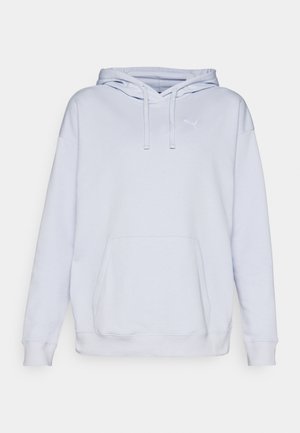 Hoodie bleu clair en mélange de coton, avec une poche kangourou, un capuchon à cordon réglable et un logo brodé sur la poitrine.