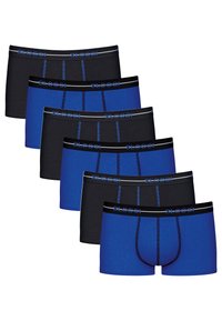 Set aus sechs Boxershorts in Blau und Schwarz. Weicher, dehnbarer Stoff mit einem elastischen Bund mit Logo und kontrastierenden Nähdetails.
