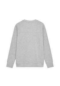 Grauer Sweatshirt mit langen Ärmeln, Rundhalsausschnitt und gerippten Bündchen. Glatte Textur und nahtloser Rücken mit dezentem Stichdetail.