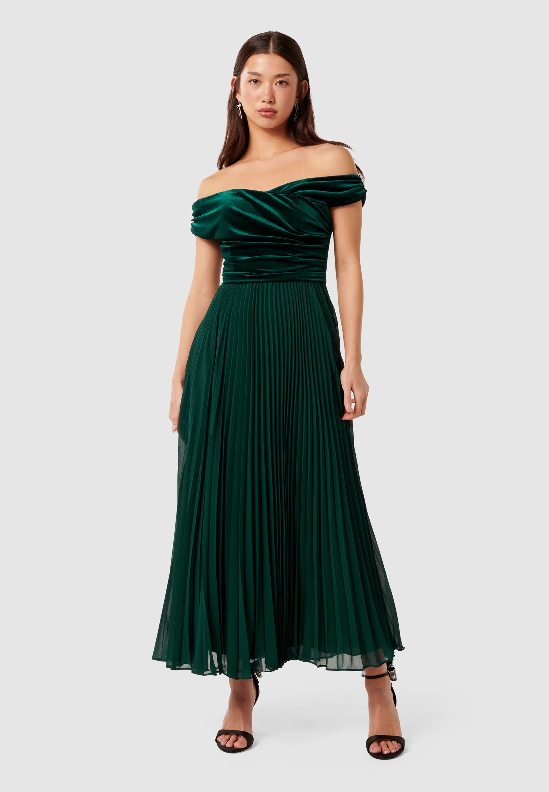 Forever New REBECCA OFF SHOULDER GOWN - Occasion wear - dark green - Zalando
