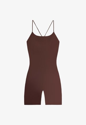 OYSHO, COMFORTLUX STRAPPY BACK SHORT JUMPSUIT - Turnpak - chocolate red