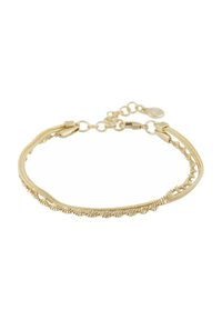 Guldkedja med två sammanflätade band, ett slätt och avrundat, det andra texturerat och med zigzag-mönster, med lås och justerbar kedja.