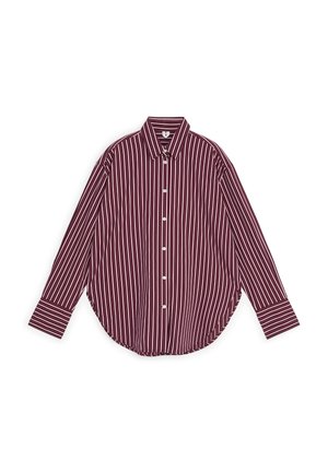 ARKET, ARKET RELAXED-FIT POPLIN SHIRT - Chemisier - dark red white