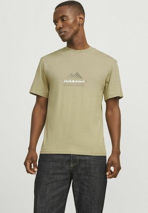 Jack & Jones LOGO RUNDHALSAUSSCHNITT - T-shirt imprimé - silver sage