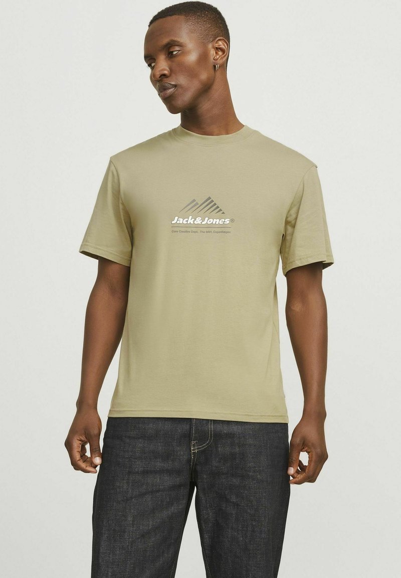 Jack & Jones LOGO RUNDHALSAUSSCHNITT - Print T-shirt - silver sage