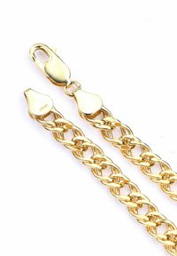 Zeltīta ķēdes aproce ar austo dizainu, aprīkota ar omāku aizdari un gludu apdari. Izturīgi un mirdzoši metāla akcenti visā aprocē.