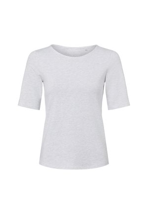 Light gray short-sleeve t-shirt made of soft cotton-blend fabric. Features a rounded neckline and a classic, relaxed fit.