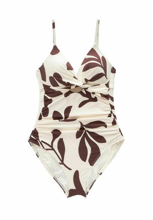 Next CUTOUT TUMMY SHAPING CONTROL  - Baddräkt - brown cream floral
