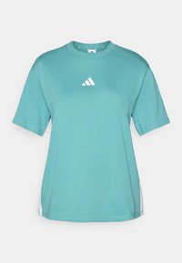 T-shirt med print - powder teal/white