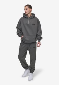Pegador LOGO OVERSIZED HALF ZIP HOODIE - Kapucni - washed anthracite