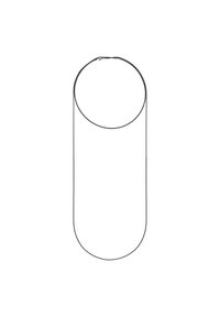 Zwart metalen halsketting met een rond ontwerp, gladde textuur en een sluiting aan de achterkant. Heeft een minimalistische en moderne esthetiek.