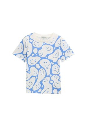 MIT ALLOVER-PRINT - Print T-shirt - off white blue smiling design