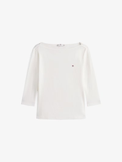 BOAT NECK THREE-QUARTER SLEEVE T-SHIRT - T-shirt à manches longues - ecru