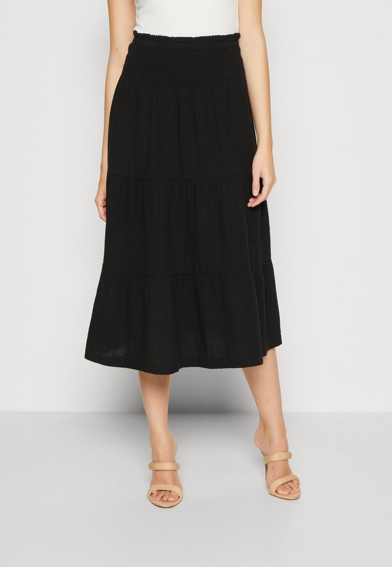 GAP - SMOCKED TIERED MIDI SKIRT  - Krilo A-kroja - black, Povečajte