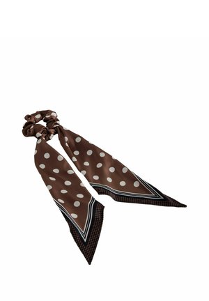 Next, TIE DETAIL SCRUNCHIE - Hair styling accessory - brown polka dot