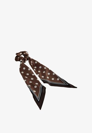 Next, TIE DETAIL SCRUNCHIE - Hair styling accessory - brown polka dot