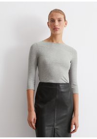 Marc O'Polo 3/4 SLEEVE FINE BINDING AT NECK - Långärmad tröja - soft stone melange