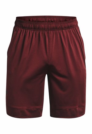 Bordeauxrote Sports-Shorts mit elastischem Bund und Seitentaschen, aus leichtem, atmungsaktivem Stoff.