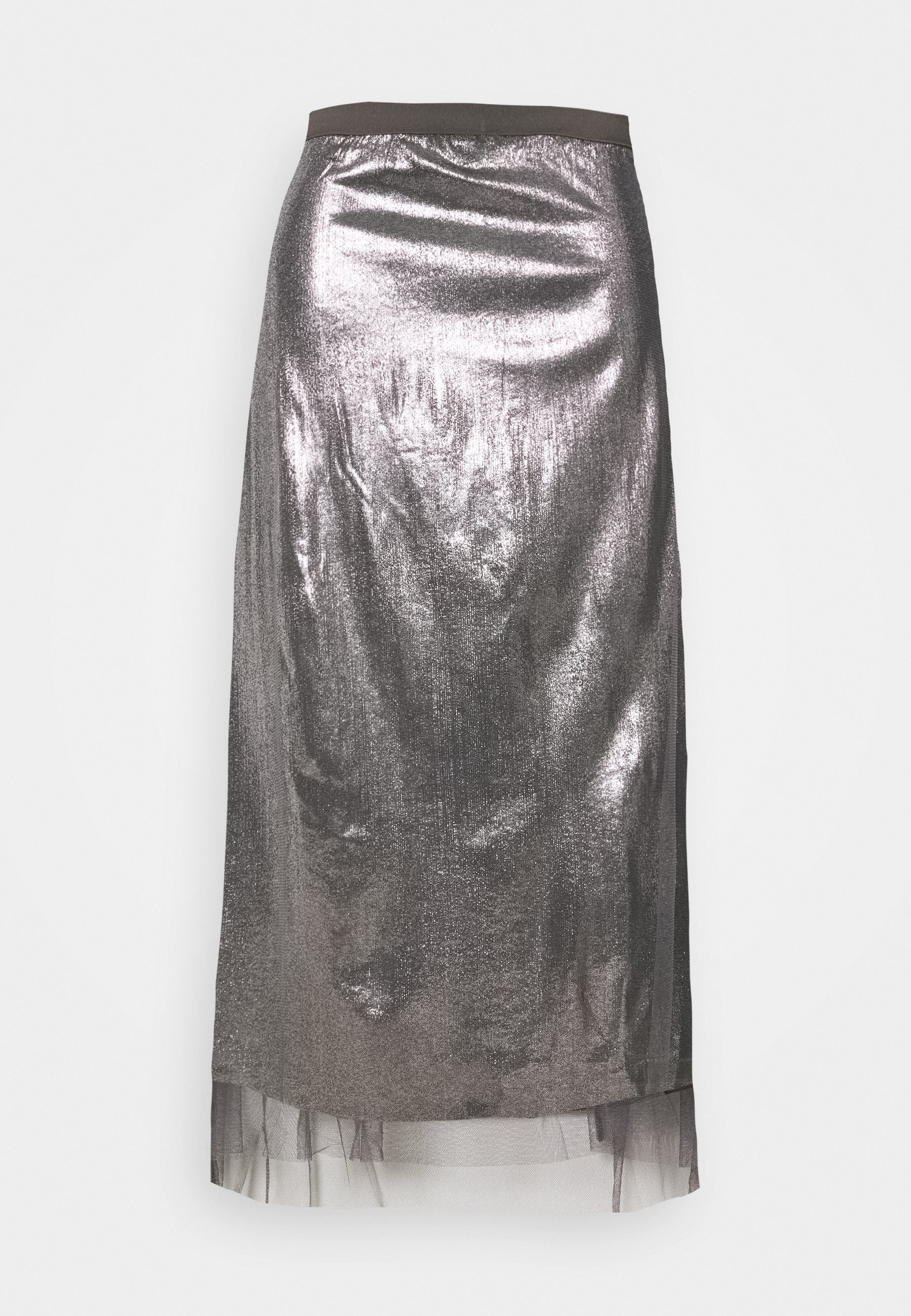 silver midi skirt