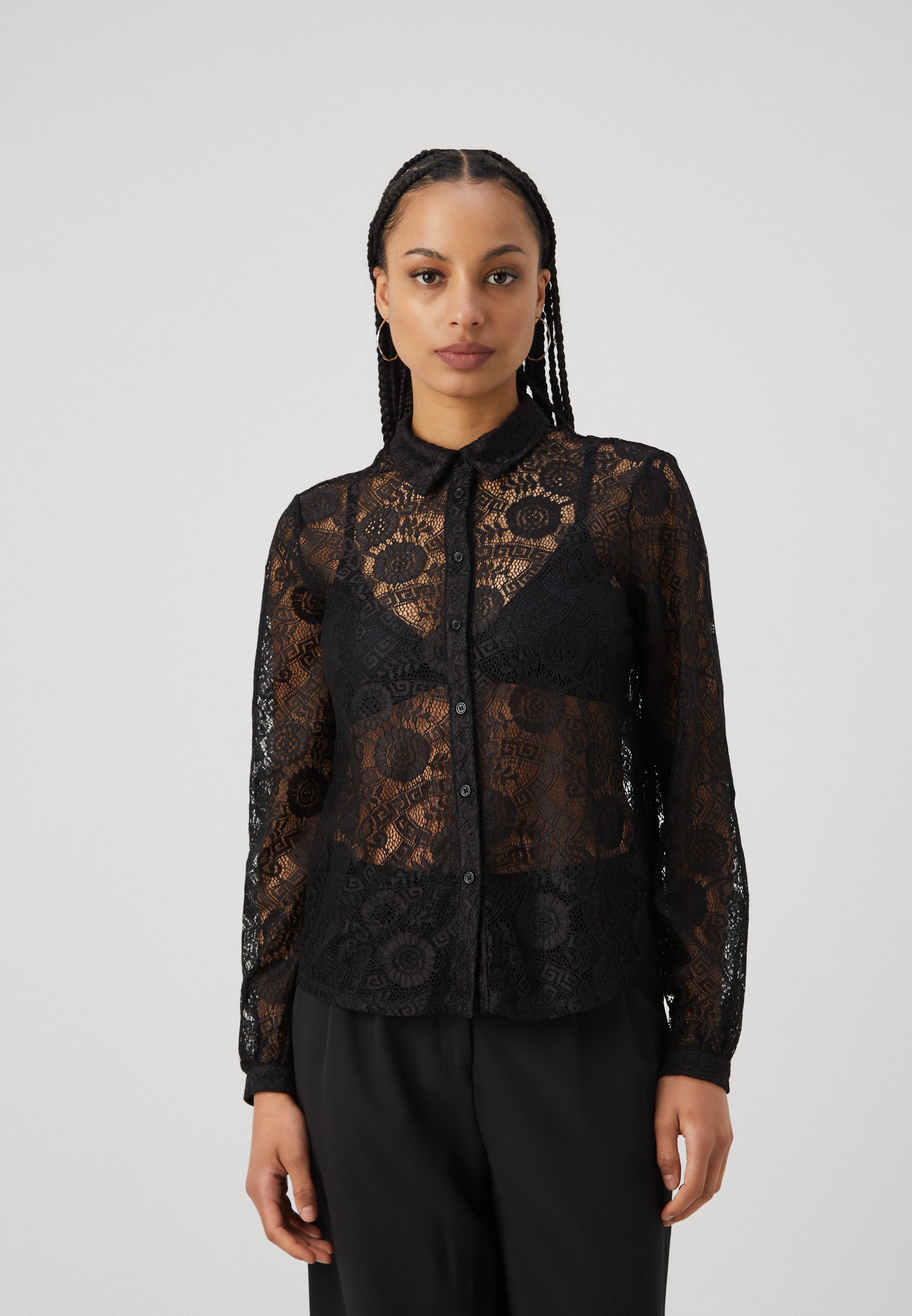 PIECES Tunica Donna PCELLEN – Maglia Fine A Maniche Lunghe, Orlo Arrotondato, Nero, Taglia XL