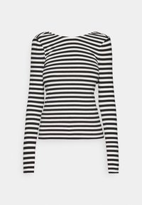 Svart och vit randig långärmad skjorta med rundad halsringning och figurnära passform gjord av stretchigt material.