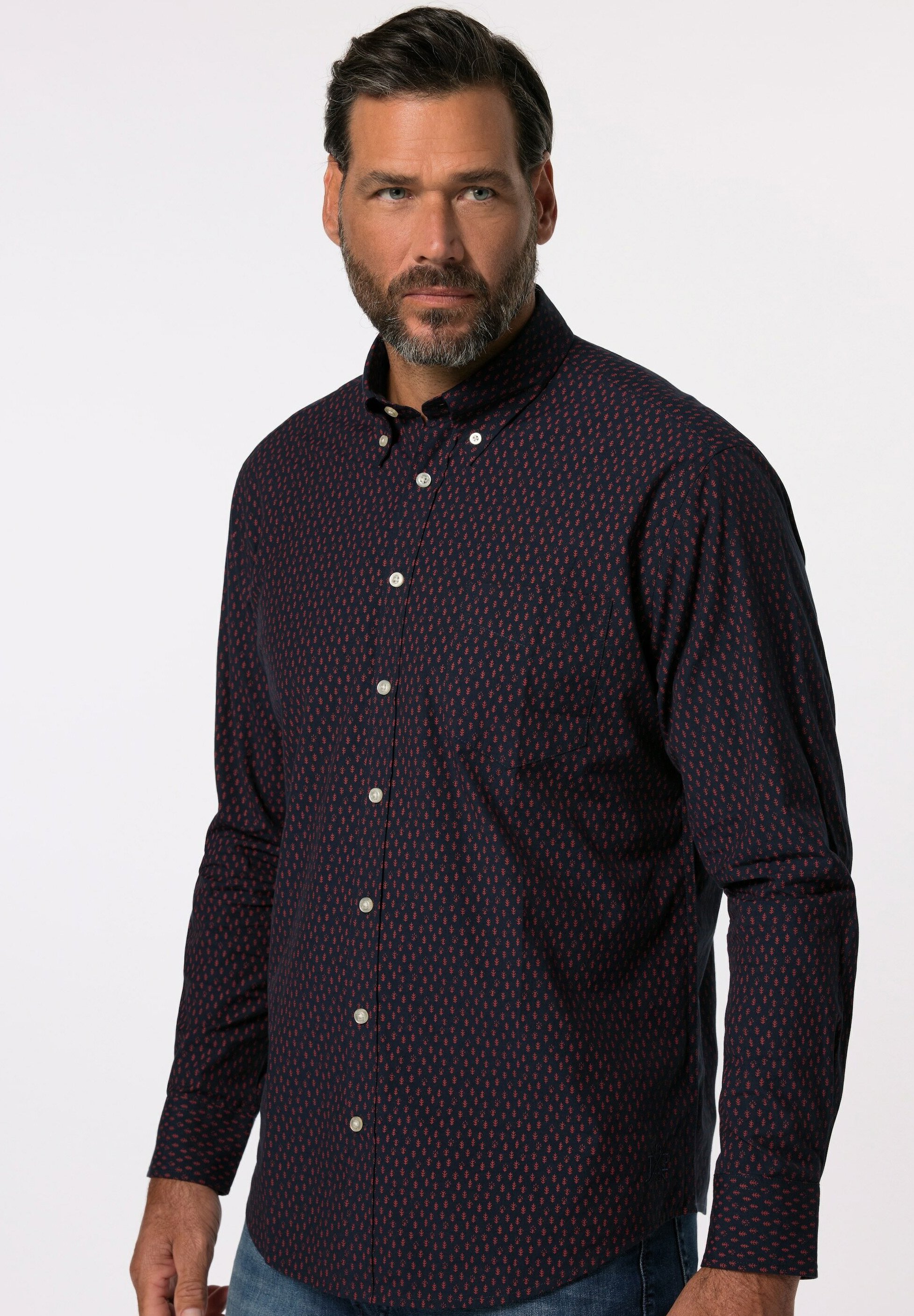 JP1880 LANGARM ALLOVERPRINT BUTTONDOWN-KRAGEN MODERN FIT Chemise