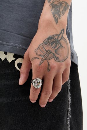 SWALLOW AND ANCHOR OVAL SIGNET UNISEX - Ring - silver-coloured