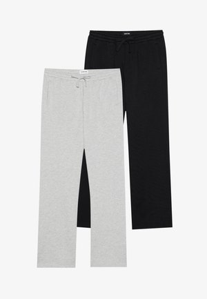 2 PACK UNISEX - Pantaloni de trening - black,mottled light grey