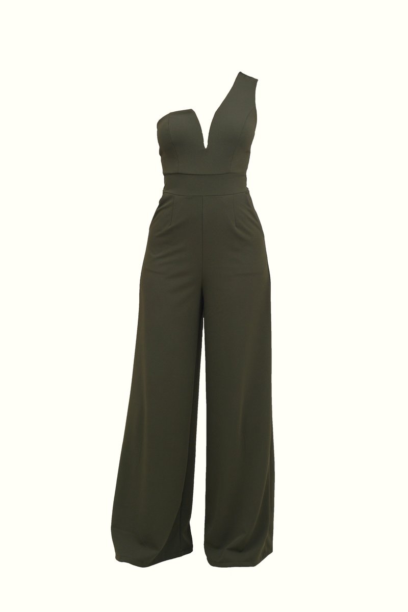 WAL G. FLEUR ONE SHOULDER JUMPSUIT - Haalari - khaki green/khaki ...