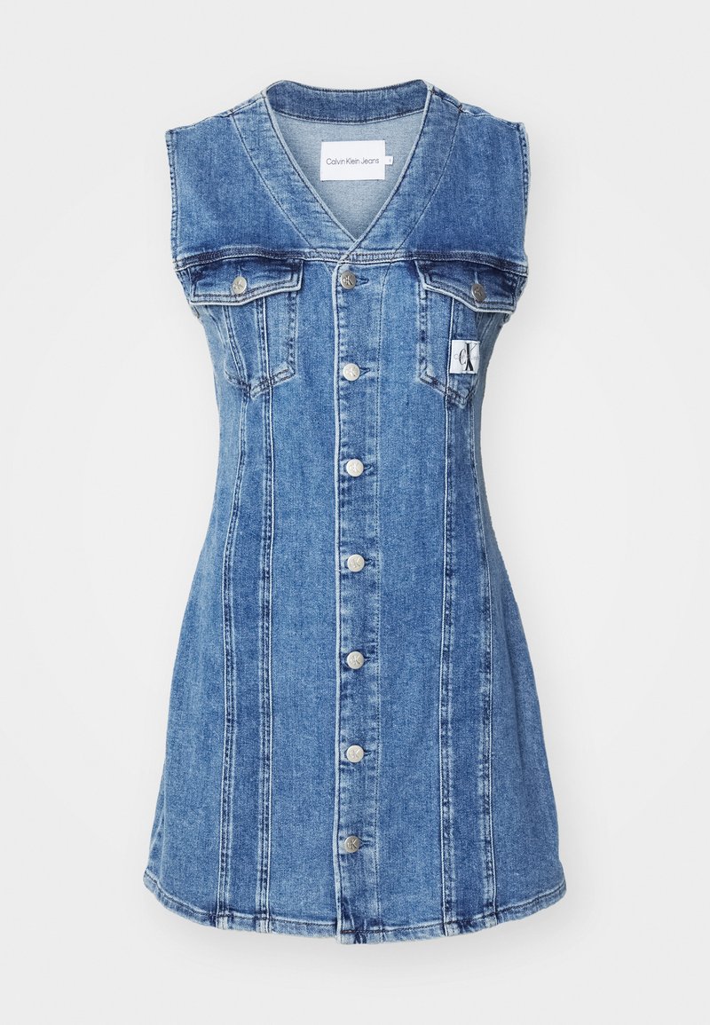 Calvin Klein Jeans SLEEVELESS DRESS - Denim dress - denim medium/blue denim  - Zalando.co.uk