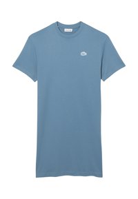 T-shirt in cotone a maniche corte di colore blu chiaro, con un piccolo logo bianco sul petto e scollo rotondo. Texture morbida e vestibilità standard.