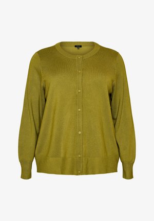 Zizzi, STRICKJACKE MIT RUNDHALSAUSSCHNITT UND KNÖPFEN - Kardigan - grün