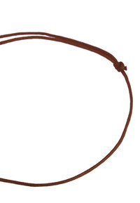 Corde textile marron formée en boucle avec un nœud ; texture lisse, largeur fine et forme lâche, adaptée à divers usages de fixation.