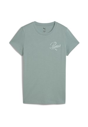 Light green short-sleeve t-shirt made of soft fabric with a round neckline and a white Puma logo across the chest.