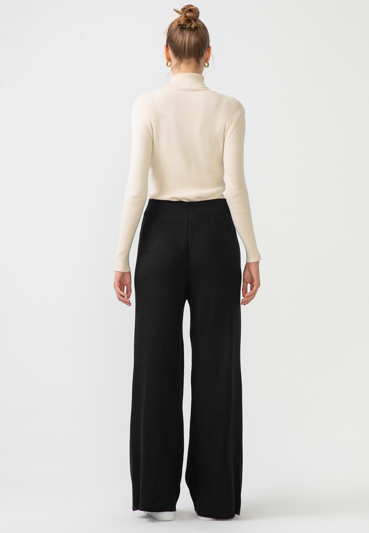 BOOT CUT KNIT - Trousers - black 