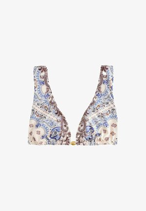 Next, REGULAR FIT - TRIANGLE - Bikini-Top - cream blue paisley