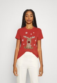 ONLY ONLXMAS LIFE CHRISTMAS  - T-shirt estampada - flame scarletrudolph