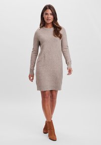 Doffy Ls O Neck Dress Light Grey Melange