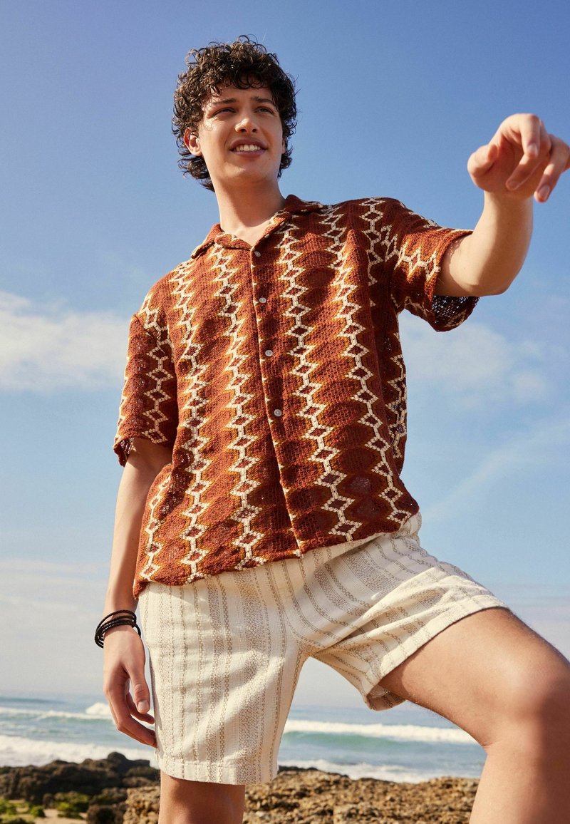 Next STRIPED TEXTURED DOCK REGULAR FIT - Træningsbukser - mottled beige